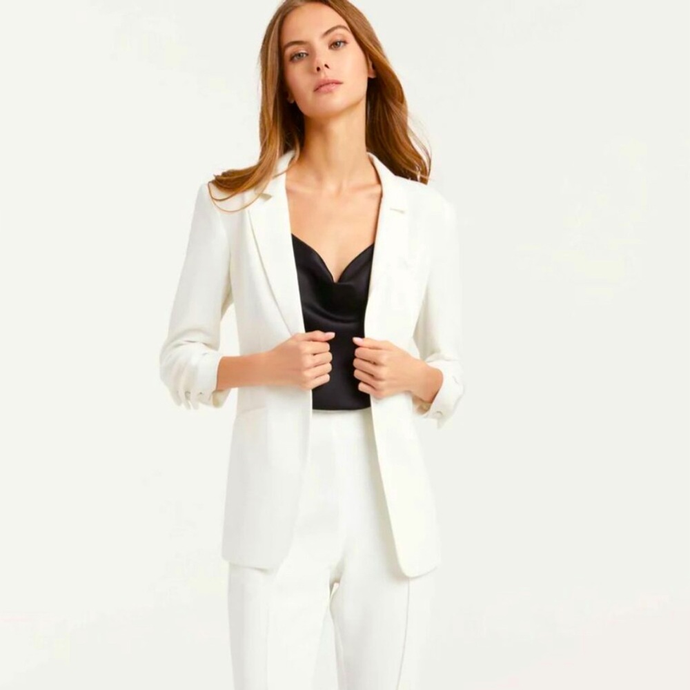 Cinq A Sept White Crepe Khloe Blazer Ivory Tailored Professional Jacket size 2